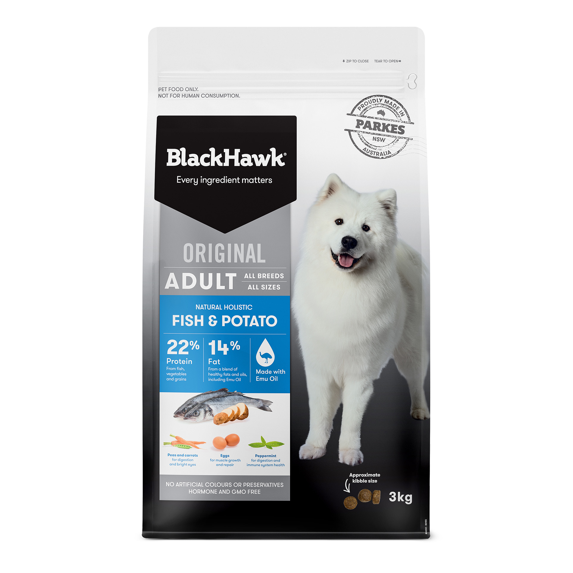 Original Dog Food Fish and Potato Black Hawk