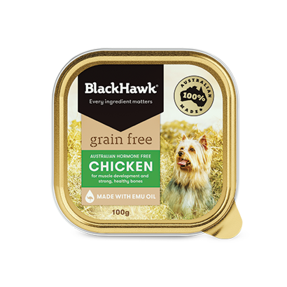 BHC101 Black Hawk Grain Free Dog Wet Chicken 100g FOP